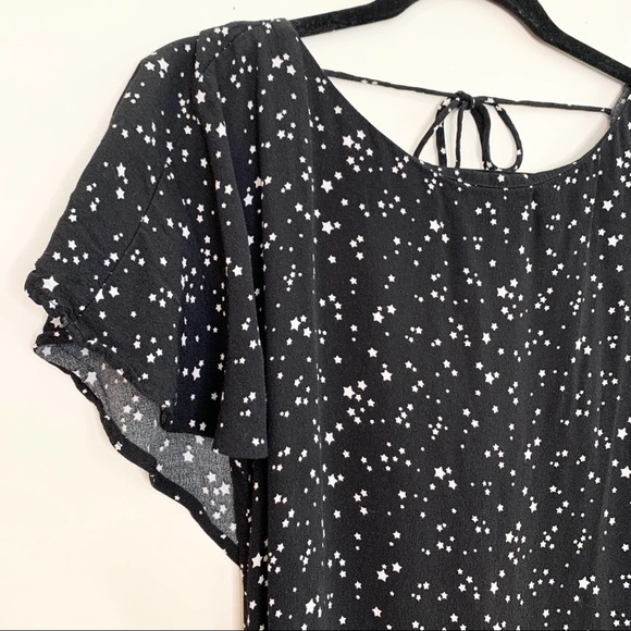 ZARA Basic Black Star Print Open Back Ruffle Dress - Picture 5 of 10